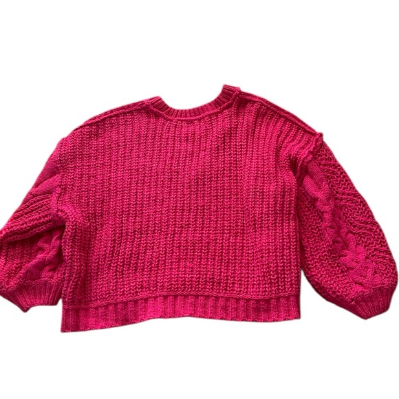 New POL Women's Vibrant Pink V-Neck Sweater Chunky Cable Knit Valentine’s Day - Picture 4 of 6